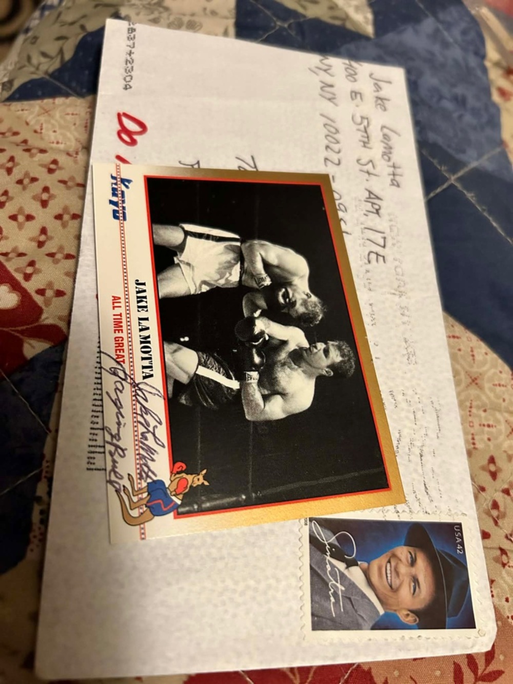 Jake LaMotta Raging Bull 1991 Kayo Boxing #201 Autograph - w/ Mailed Envelope